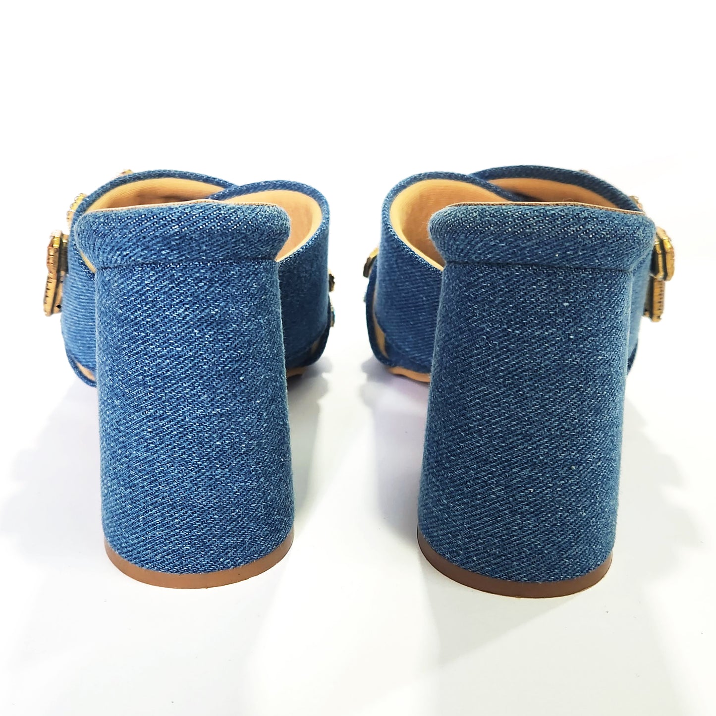 Denim blue rhine stone colour high heels