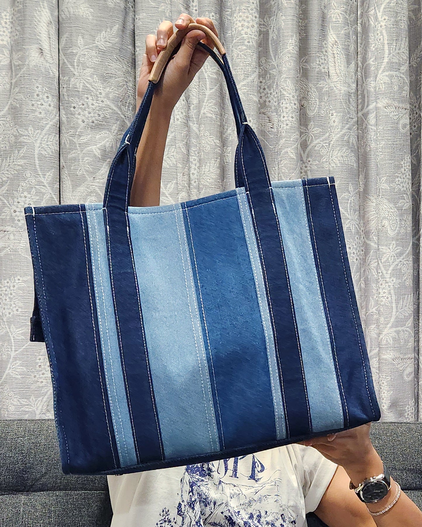Denim blue totebag large handbag shop work tote