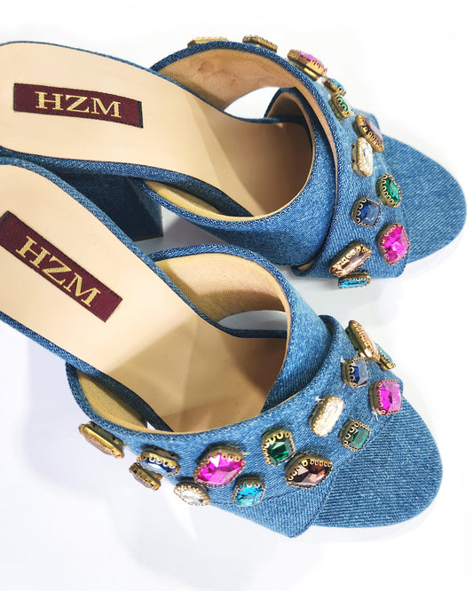 Colour burst, Block Heels: Denim