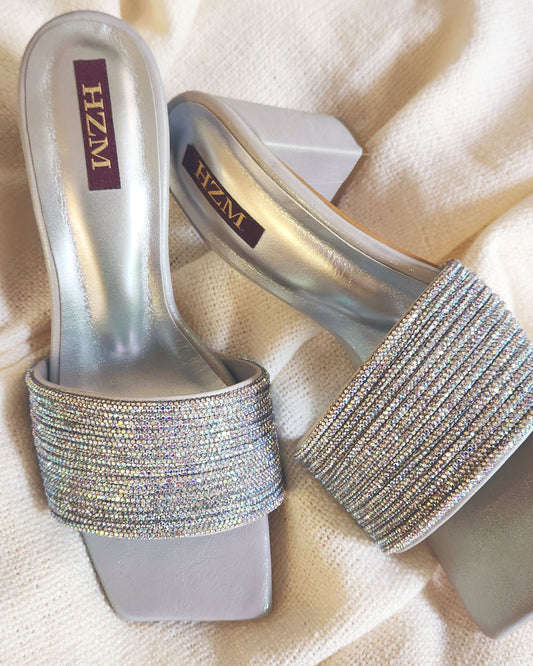 Silver Formal Wedding Party High Heels top view