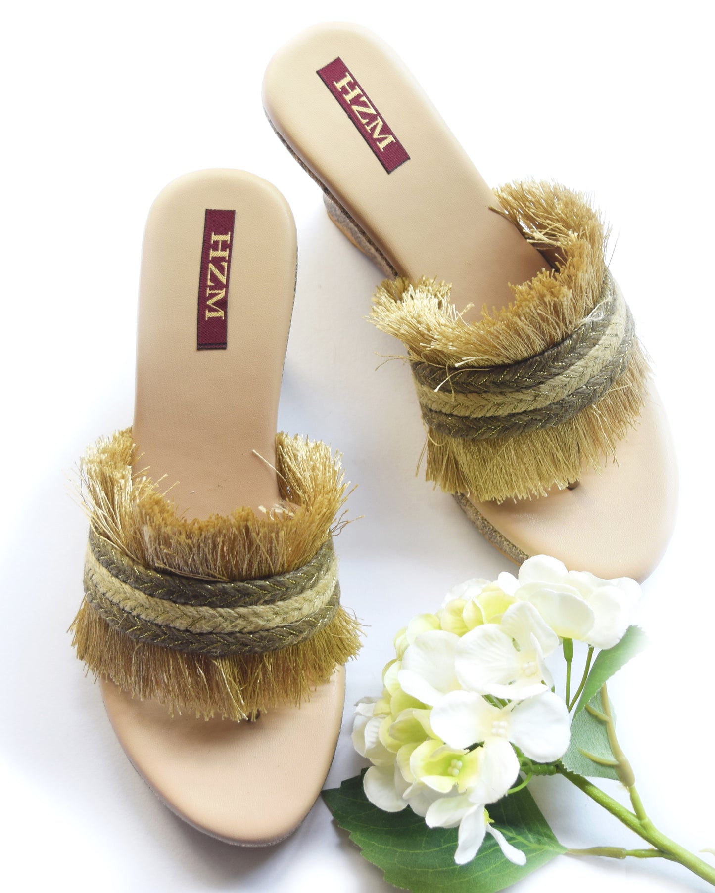 Gold Textured Tassel Wedge