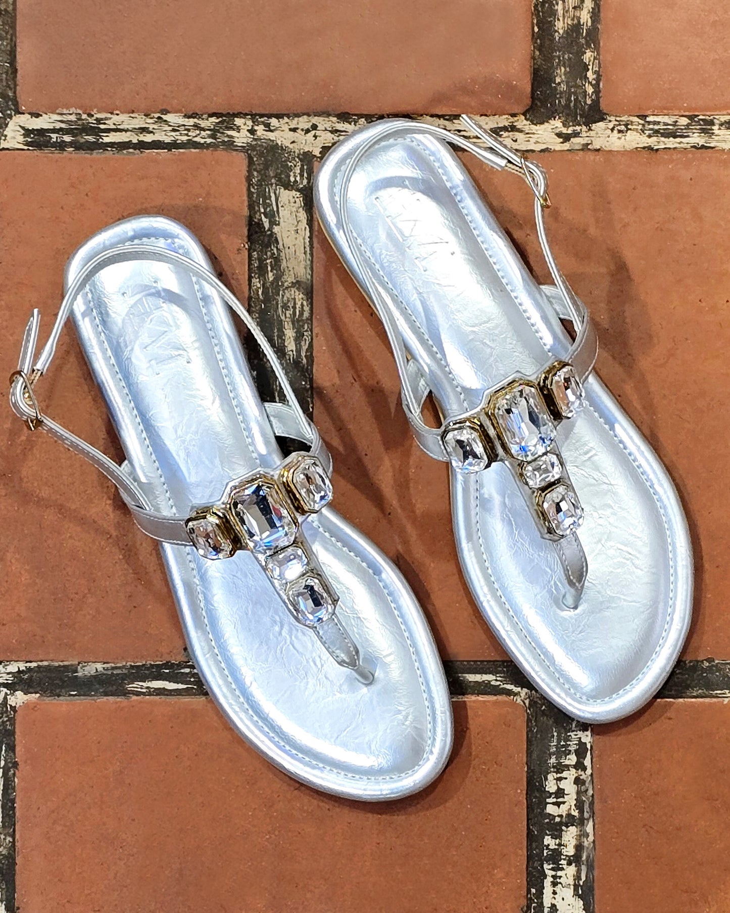 Greek Goddess Sparkly Flats, Silver