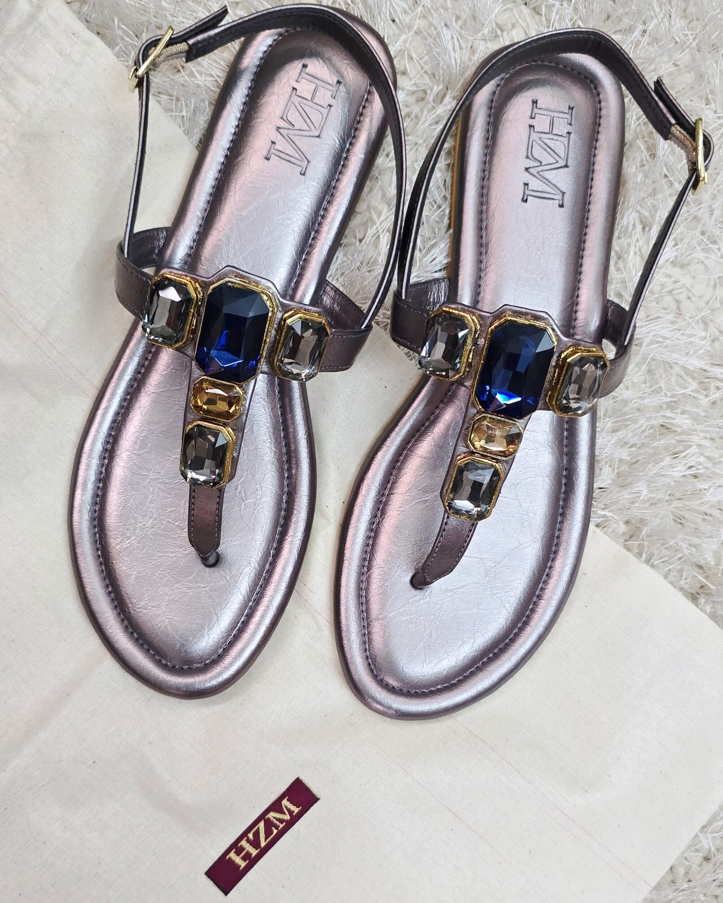 Greek Goddess Sparkly Flats, Navy