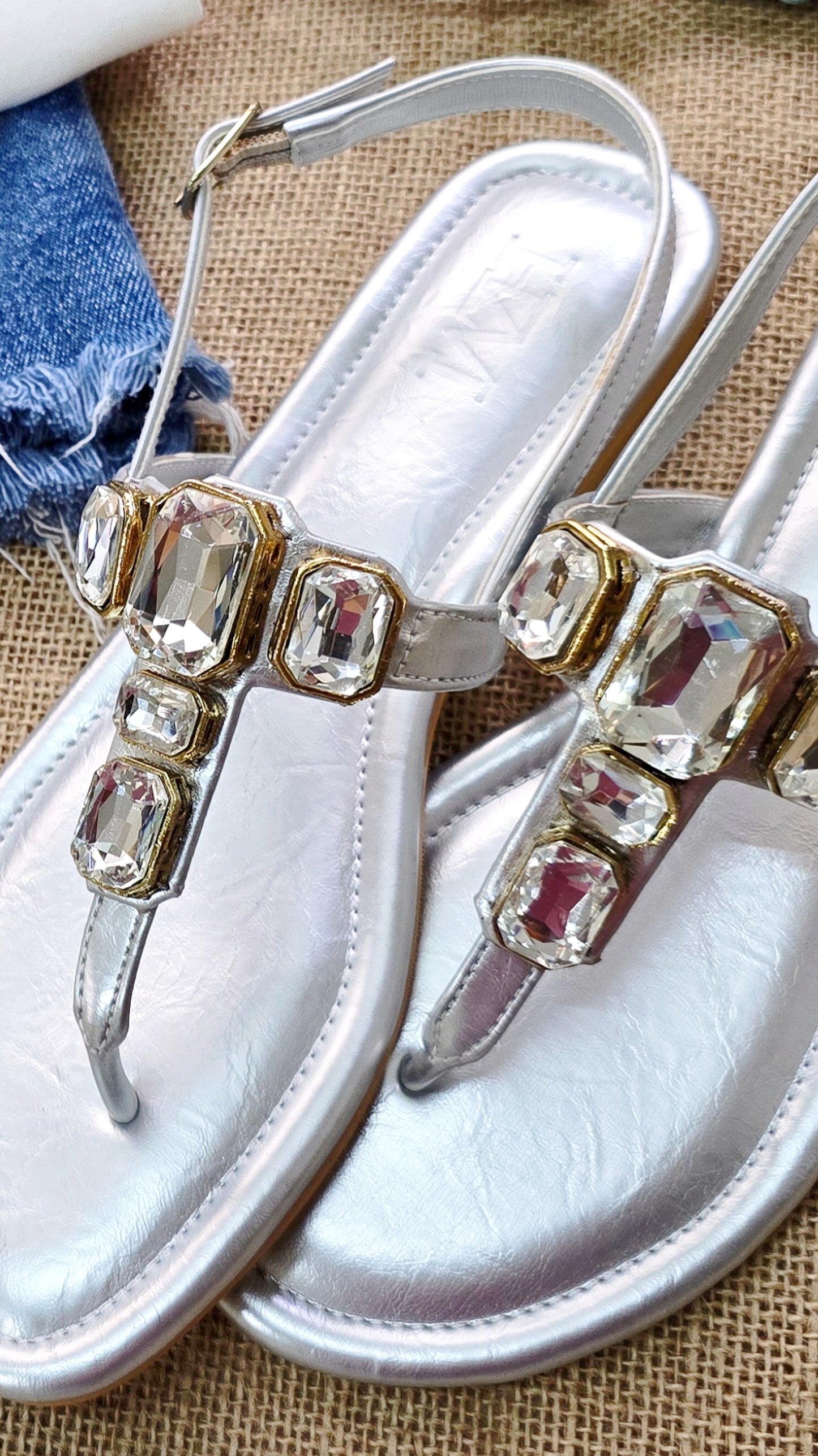 Greek Goddess Sparkly Flats, Silver