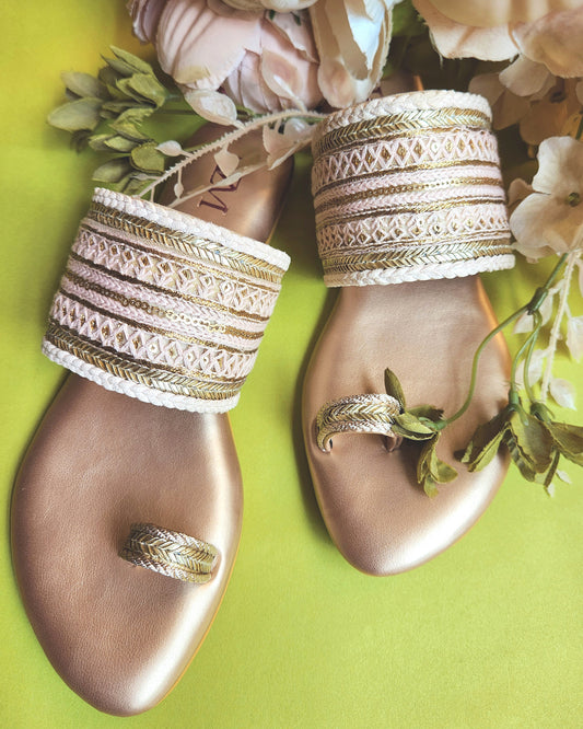 Light Pink and Gold Festive Flats