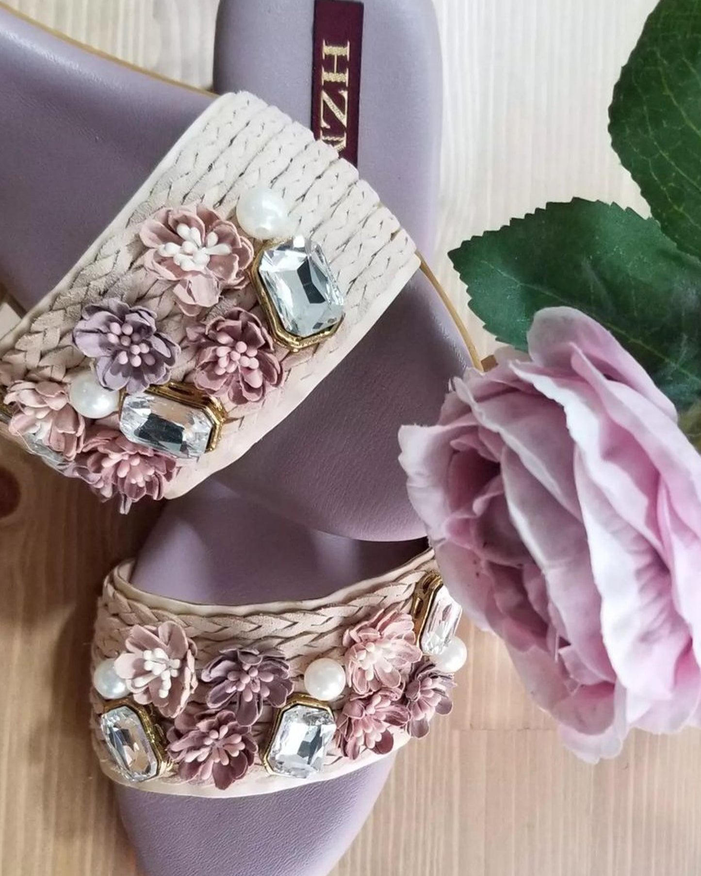 Lilac Floral Studded Design