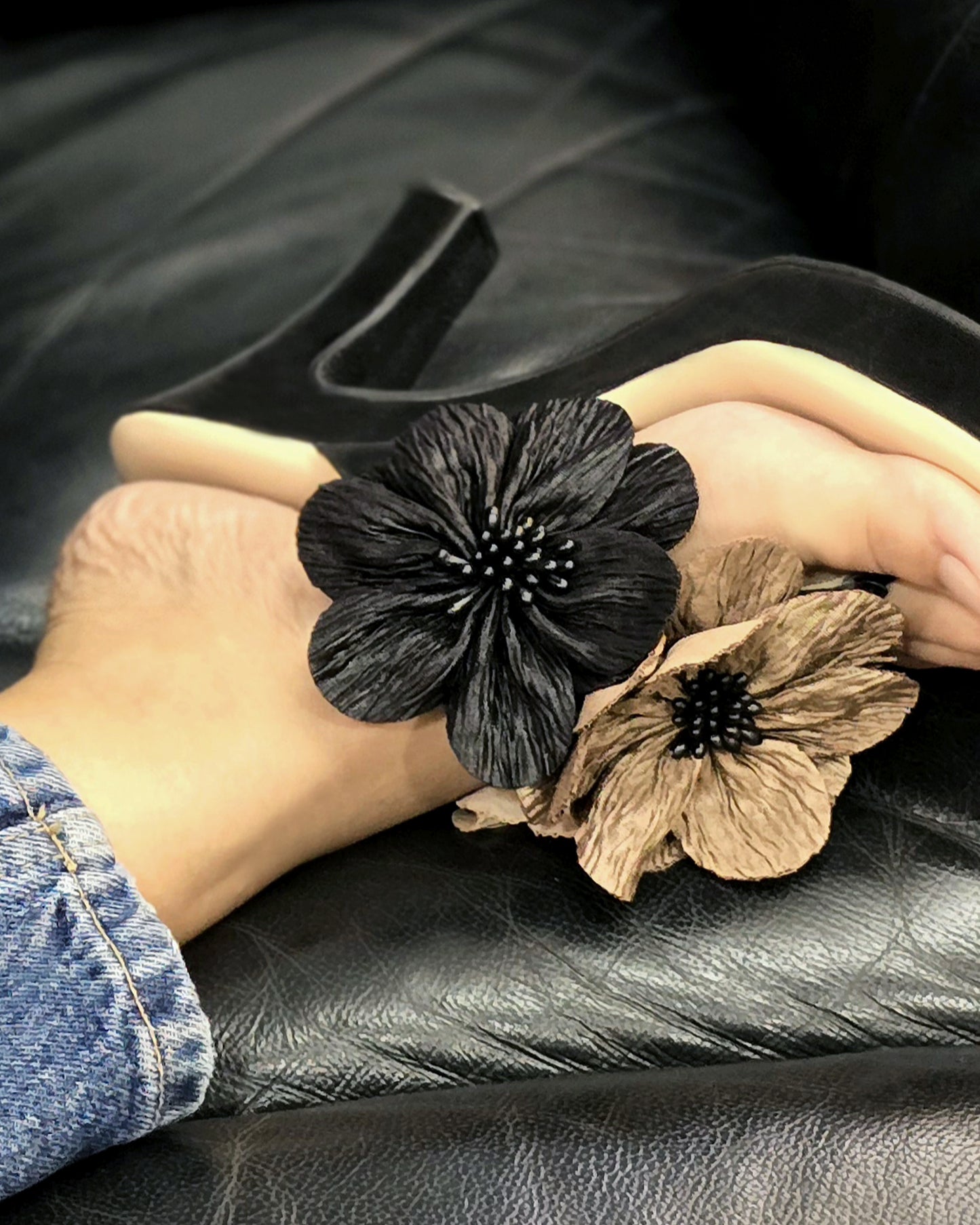 Monochrome Floral Design, Platform Heels