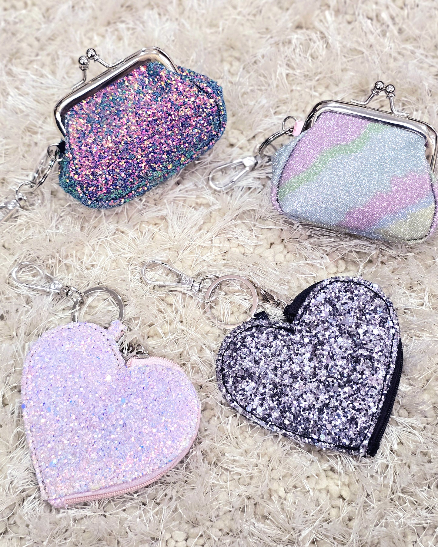 Glitter Heart Keychain, Black